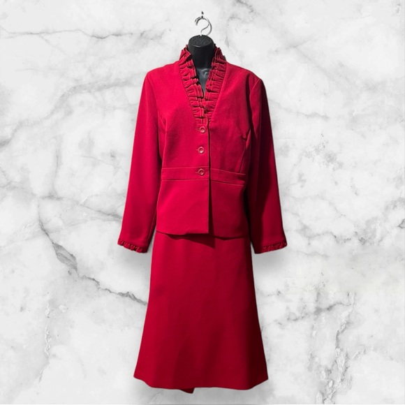 Tradition Red Ruffled Blazer & Skirt Set - Picture 9 of 16